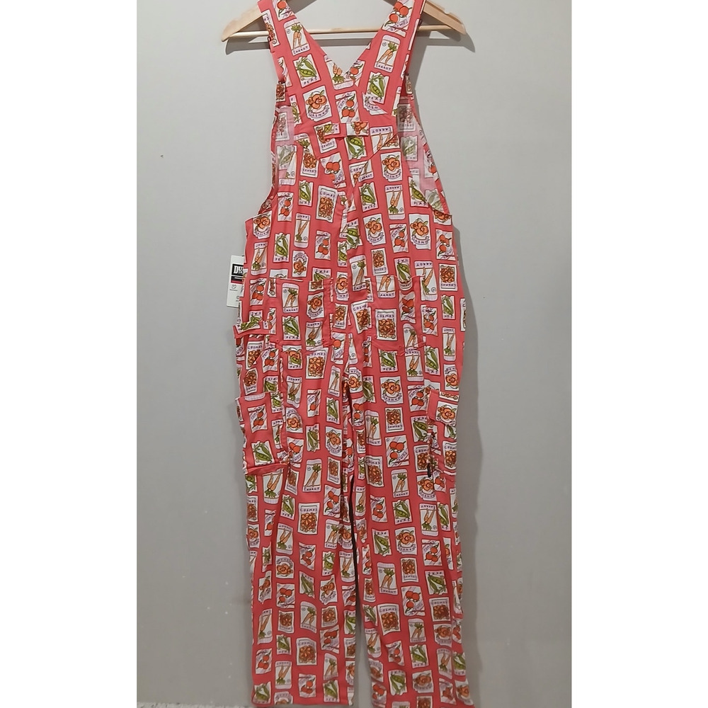 DULUTH TRADING Heirloom Gardening Bib Overalls Medium 31 NWT Coral Seed Packets - Picture 3 of 15